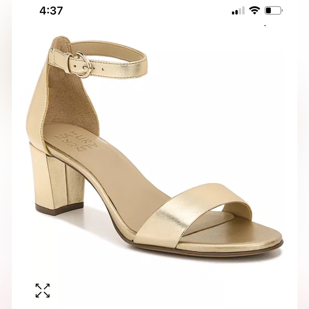 Gold block heels, size 9.5, worn once